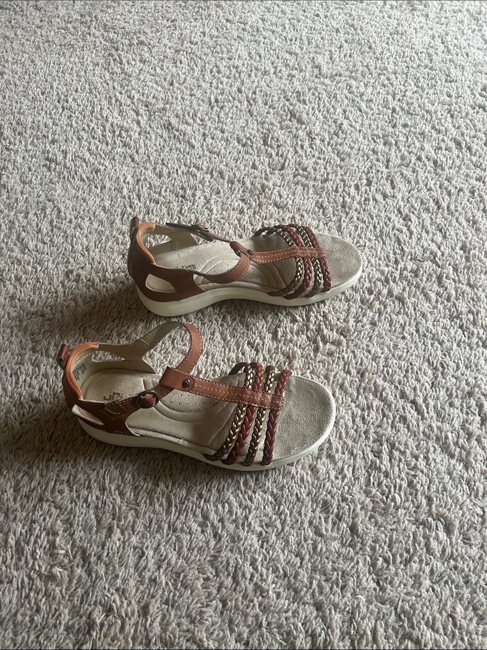 JBU Brown Braided Leather Strap Sandals